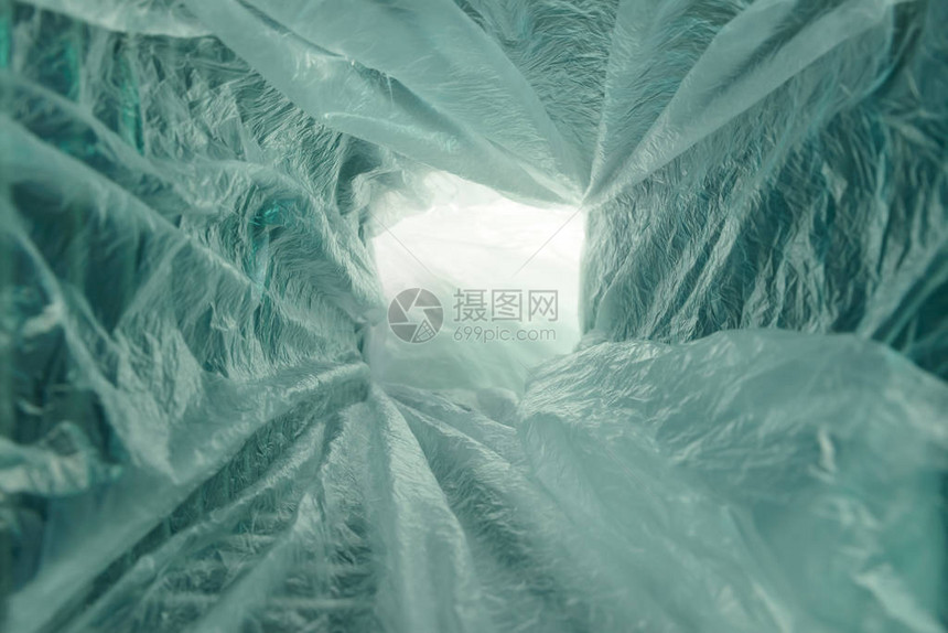 美丽抽象的AquaMenthe隧道背景塑料纤维素袋没有塑料袋概念可以拯救世图片