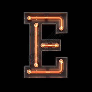 e3d带有剪切路径的霓虹灯字母E3D插图插画