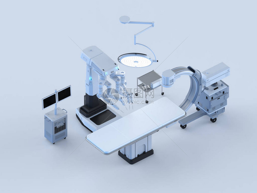 3d配备CArm机器和手术机器人等分仪图片