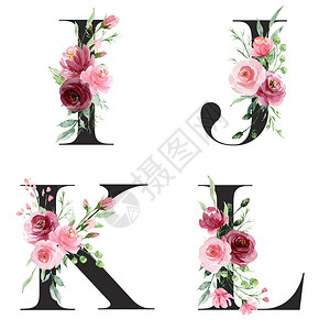 花卉字母字母IJKL创图片