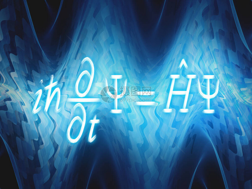 具有蓝色发光量子波的时间相关薛定谔方程图片