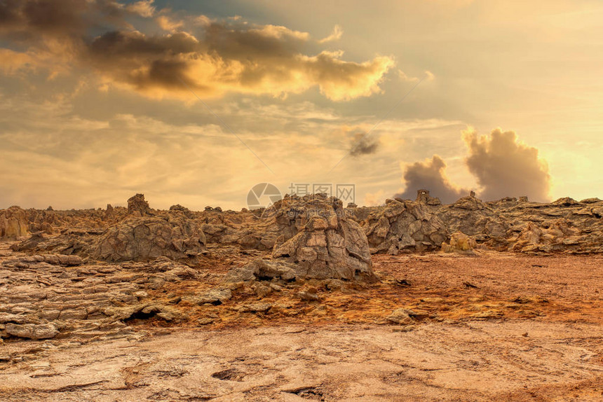 位于阿法尔三角的达洛尔沙漠的抽象世界末日令人难以置信的景观图片