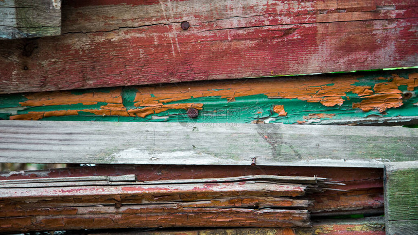 木材多色纹理背景旧面板抽象图片
