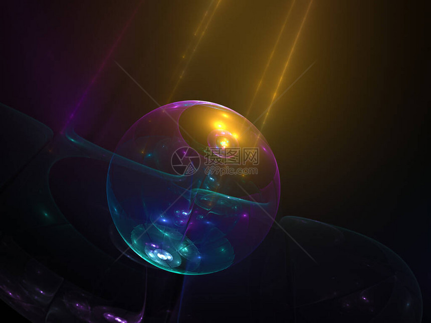 抽象水晶闪耀球分形艺术图片
