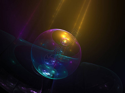 卡尔巴里抽象水晶闪耀球分形艺术插画