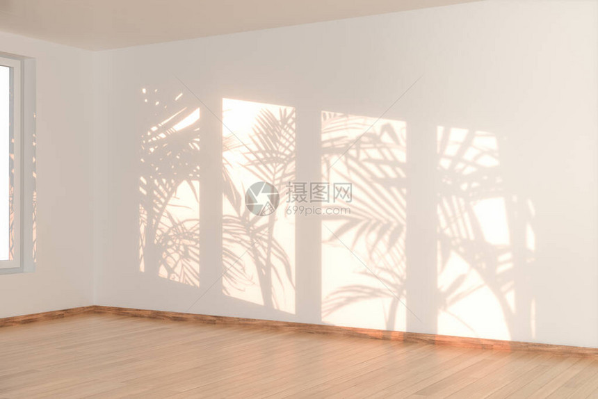 空房间和影子木质地板3D翻接图片