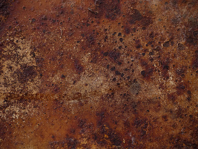 旧搪瓷盆栽黄褐色的生锈和白凝土上的泥土腐蚀的棕色抽象质地混设计图片