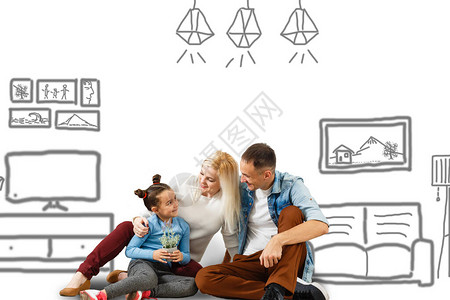 幸福家庭想象新家的数码复合图像数字合成图片