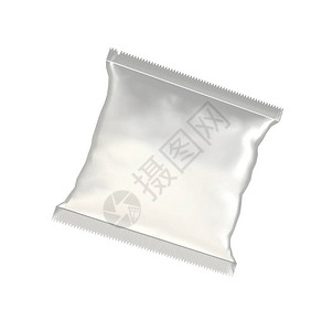 包装袋样机贴图用于设计项目的塑料插角形袋食品袋包装袋样机模拟3D插图在白设计图片