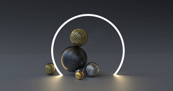 3D重塑插图几何球带有球背景图片