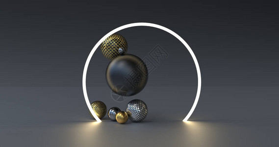 3D重塑插图几何球带有球图片