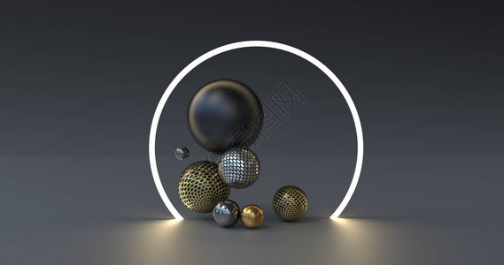 3D重塑插图几何球带有球背景图片