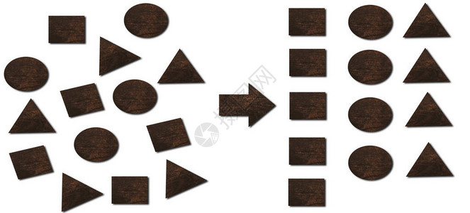 形成几何以用木立方和三角形进行分类背景图片
