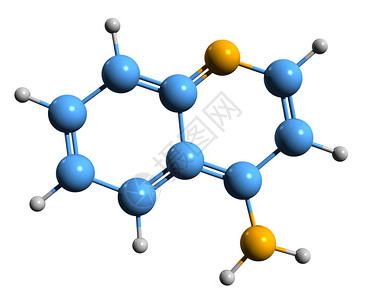防暴恐4氨基喹啉骨架式的3D图像Quinolin4amine在白色背景下分离的设计图片