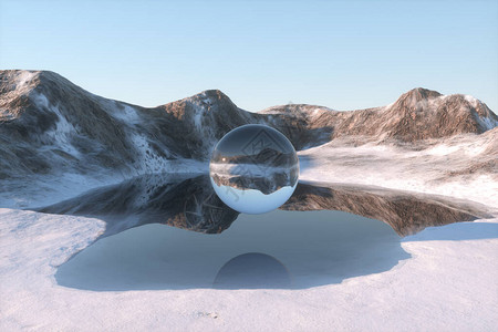 雪山和湖泊自然背景3D翻接图片