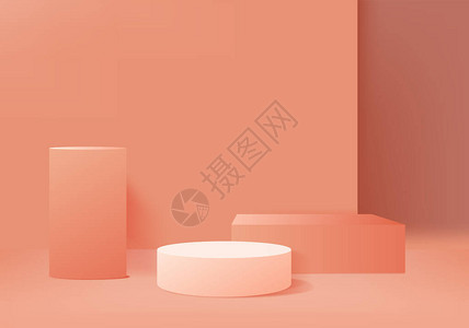 3d模型抽象几何形状橙色柔和的颜色现代网站图片