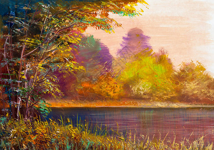 在阳光明媚的秋天风景画显示图片
