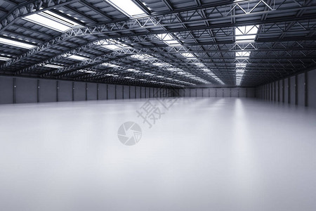3d用吊灯渲染内部空工厂背景图片