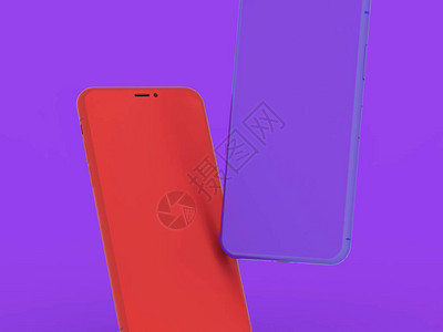 与iPhoneSamsungHuaweiGooglePixel相似的3D透视智能手机导体紫背景背景图片