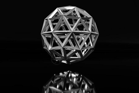 宝石状几何球的样本一个多面的球您设计的珠宝石纹理从金属球体形状中挤背景图片