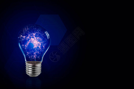 智能创意技术理念的灯泡符号抽象背景概念与光和数字创新呈现专业的思维能力咨询建议设计图片