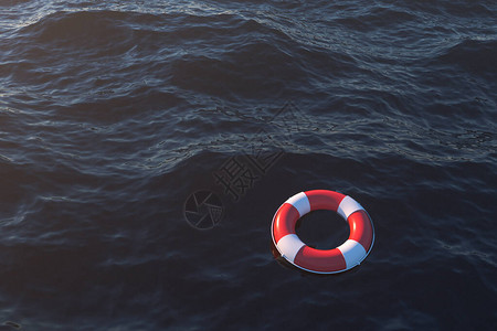 获救海洋表面的生命浮标3D成像设计图片