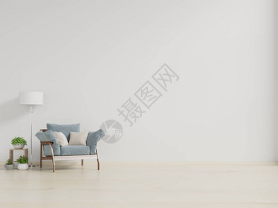 白色墙上贴着手椅的现代内部面壁上图片