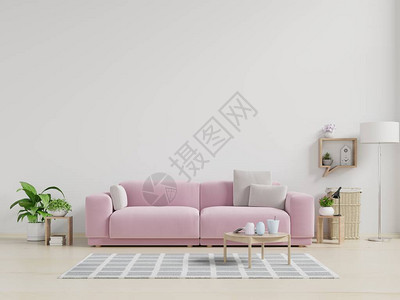客厅壁上的粉色沙发颜图片