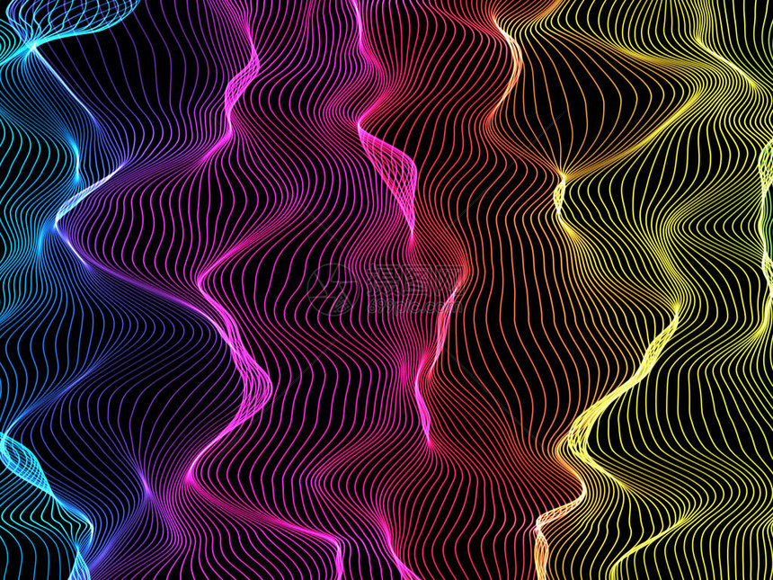 3D流动彩虹色线背景的图片