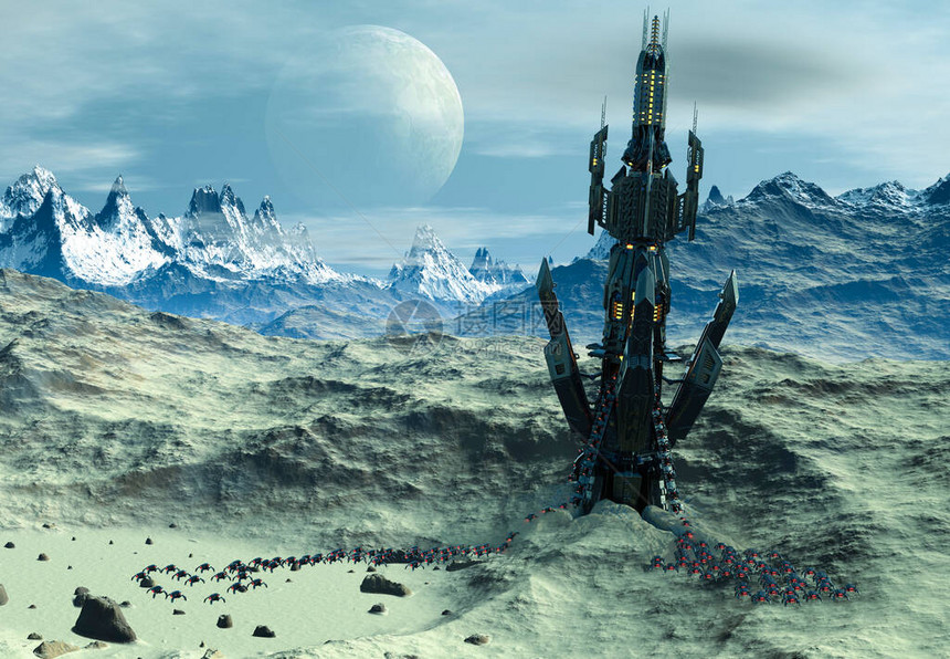3D由登陆飞船搭载的幻影外星景观图片