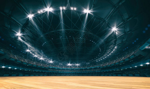 室内运动的体育场和木质表面背景体育建筑作为数字3D背景图片