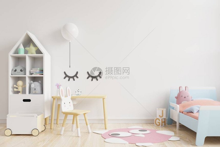 儿童房间壁墙上白色的颜色图片