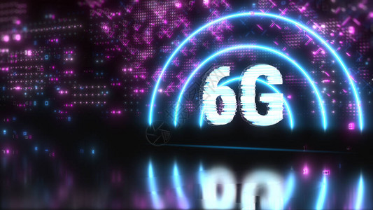 6G快速网络和互联网概念符号带有亮光的背景图片