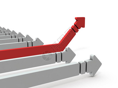 在众多箭矢中开始腾飞的箭矢它们代表了情况的改善3D渲设计图片