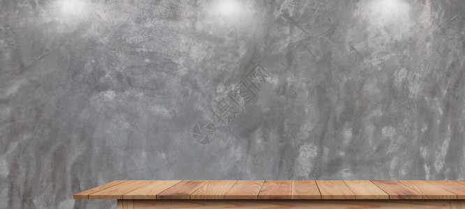 灰色抽象水泥墙上的木板和室内纹理室图片
