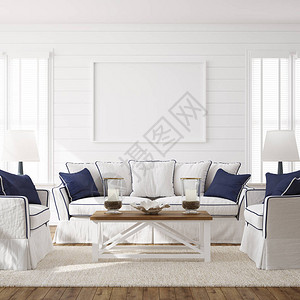Hampton风格的室内客厅内装布图片