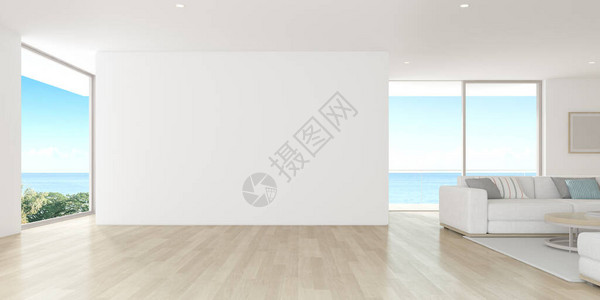 现代客厅木质地板和沙发放图片