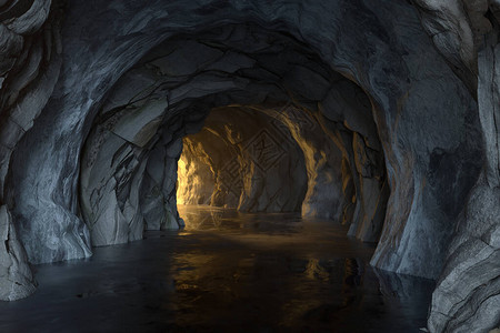 黑暗的岩石隧道图片