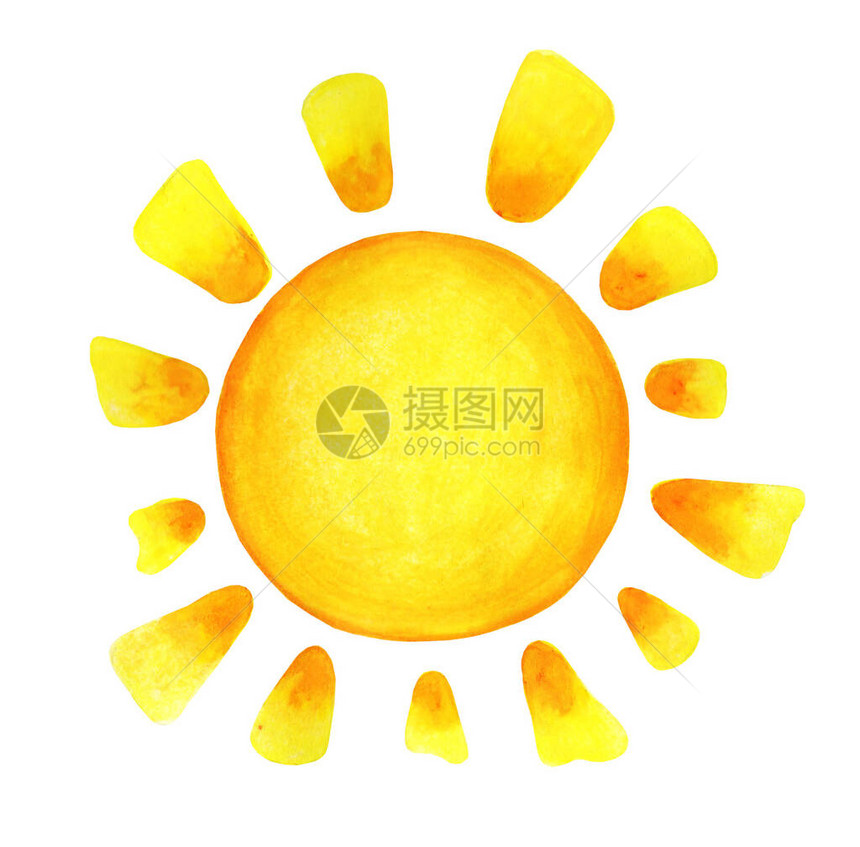 太阳卡通水彩色图片