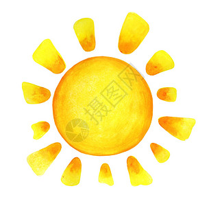 太阳卡通水彩色背景图片