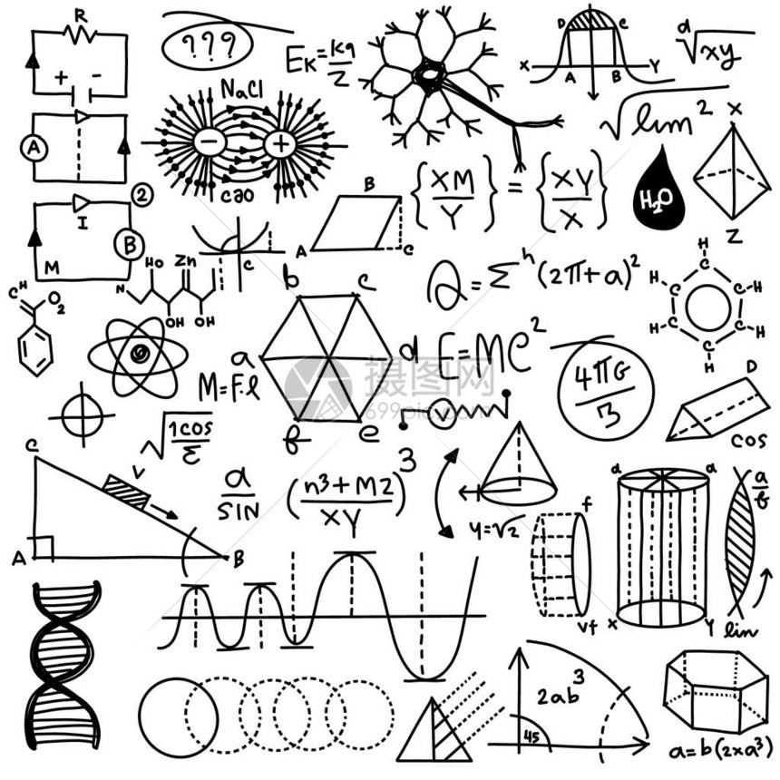 带有几何图公式和计算的数学科模式图片