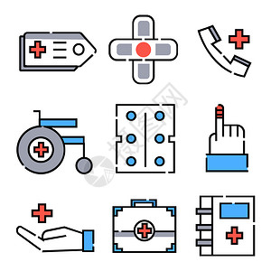 设备标签蓝色调子医疗相关矢量图icon插画