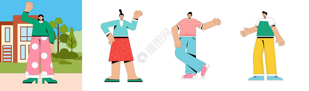 人物介绍排版扁平人物场景生活家庭SVG插画插画