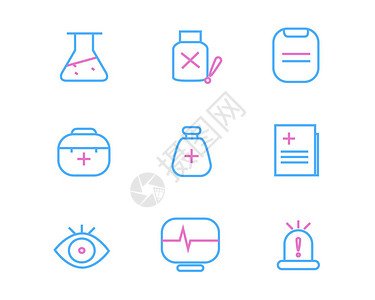 化学物品彩色医疗主题元素套图插画