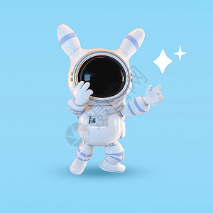 3D模型空间宇航员兔子c4d模型插画
