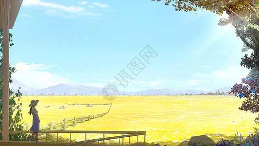 秋天的牧场背景图片