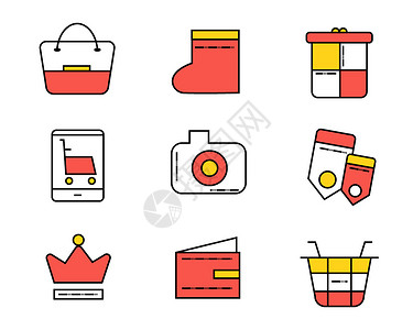 红色的礼品盒红色ICON图标购物元素套图svg图标插画