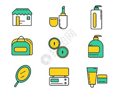面膜套盒彩色ICON图标护理元素套图svg图标插画