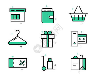 商店icon绿色ICON图标购物元素套图svg图标插画