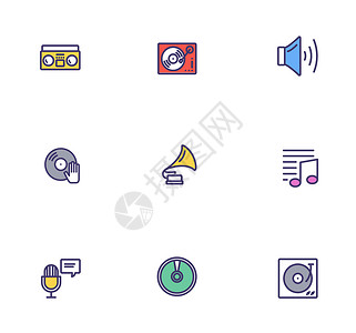 声音icon留声机矢量图标插画